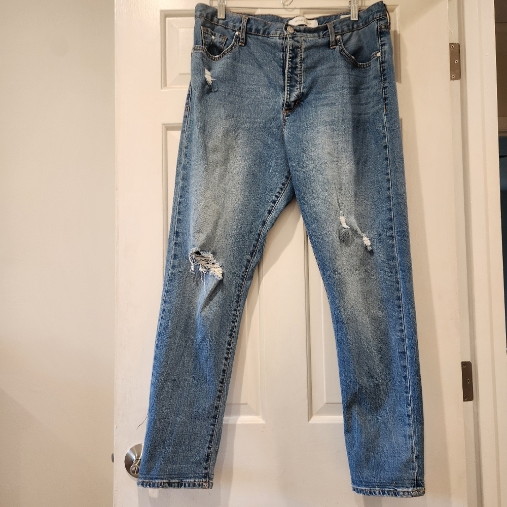 Vintage America Button Fly Jeans Women’s Size 32 Distressed Fringe Cuff Convert - Picture 9 of 16